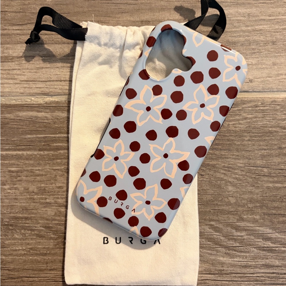 Burga Floral Dot Phone Case - Light blue, cream and brown